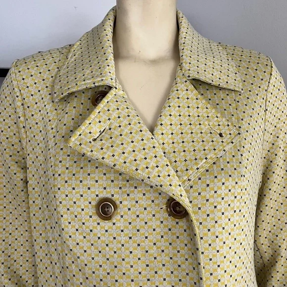 Cabi Women’s Hobnob Topper Jacket Swing Coat Daffodil Yellow Geometric Design S - Picture 8 of 15